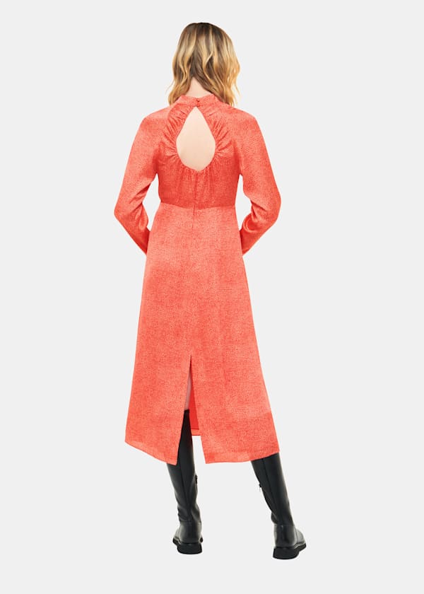 Red Pebble Spot Print Midi Dress