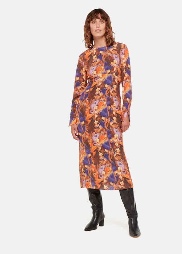 Multicolour Sprayed Texture Silk Dress