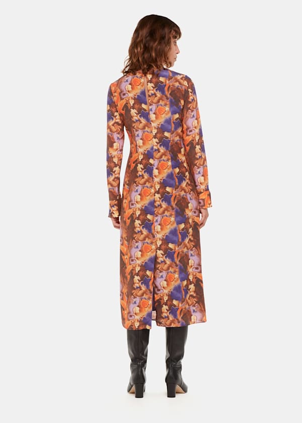Multicolour Sprayed Texture Silk Dress