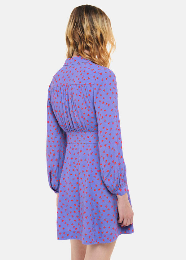 Purple Scattered Petals Print Dress