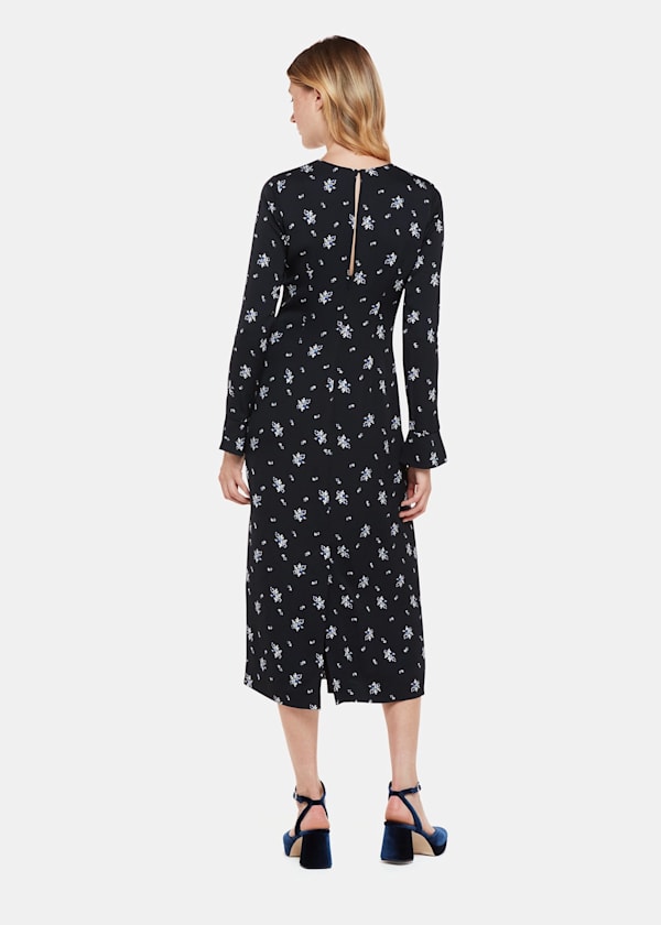 Black Romantic Satin Midi Dress