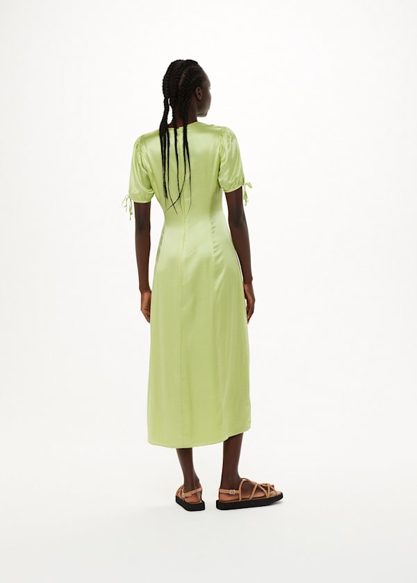 Lemon Keyhole Satin Midi Dress