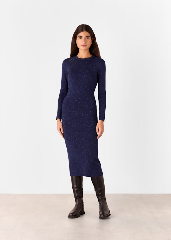Navy Annie Sparkle Knit Dress