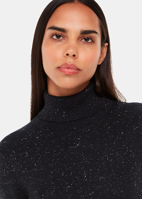 Black Annie Sparkle Roll Neck Dress