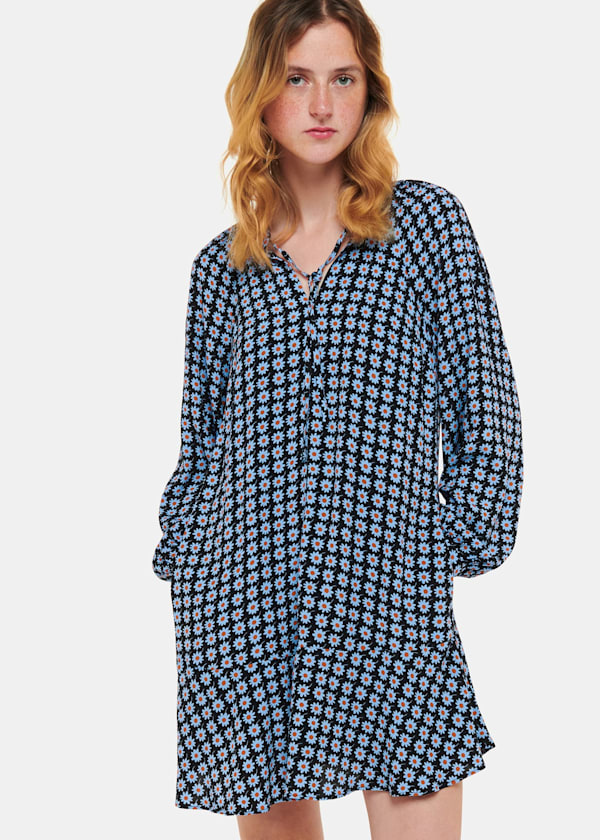 Blue Floral Dot Flippy Dress