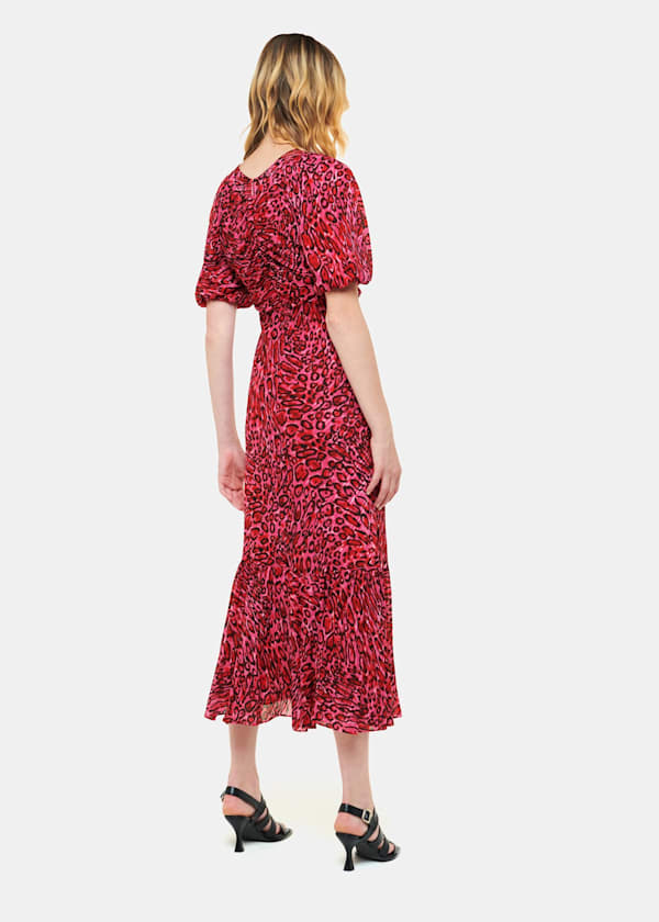 Pink Waving Leopard Midi Dress