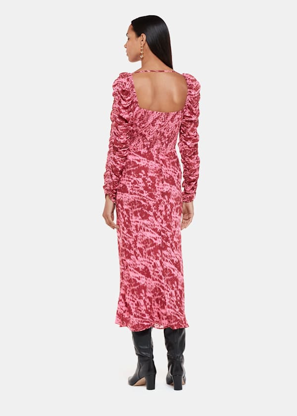 Pink Jonie Sleek Texture Midi Dress