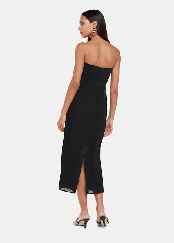 Black Bandeau Burnout Velvet Dress