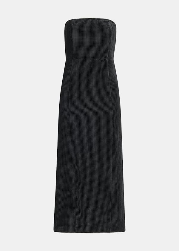 Black Bandeau Burnout Velvet Dress