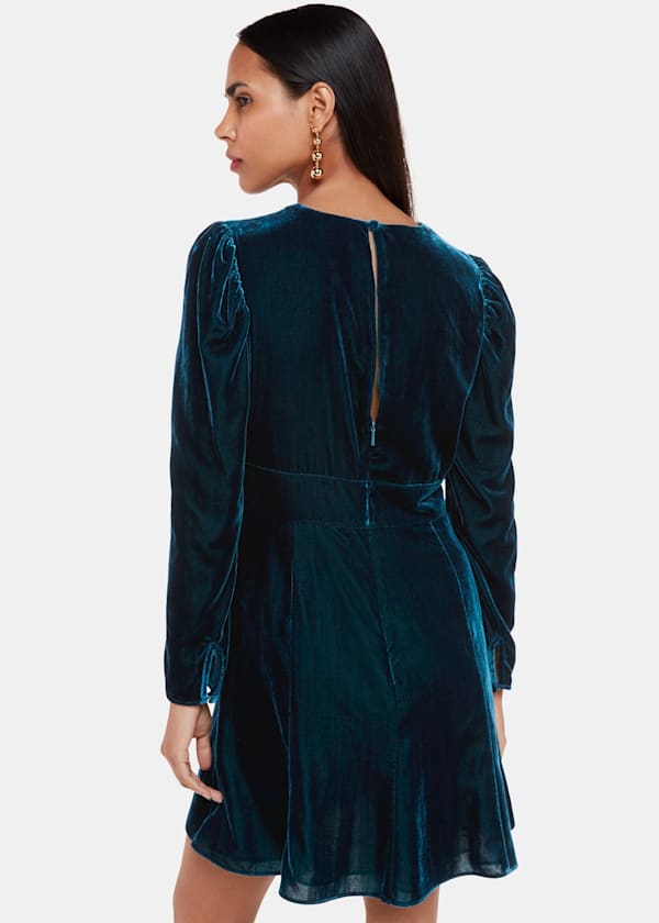 Teal Charley Velvet Flippy Dress