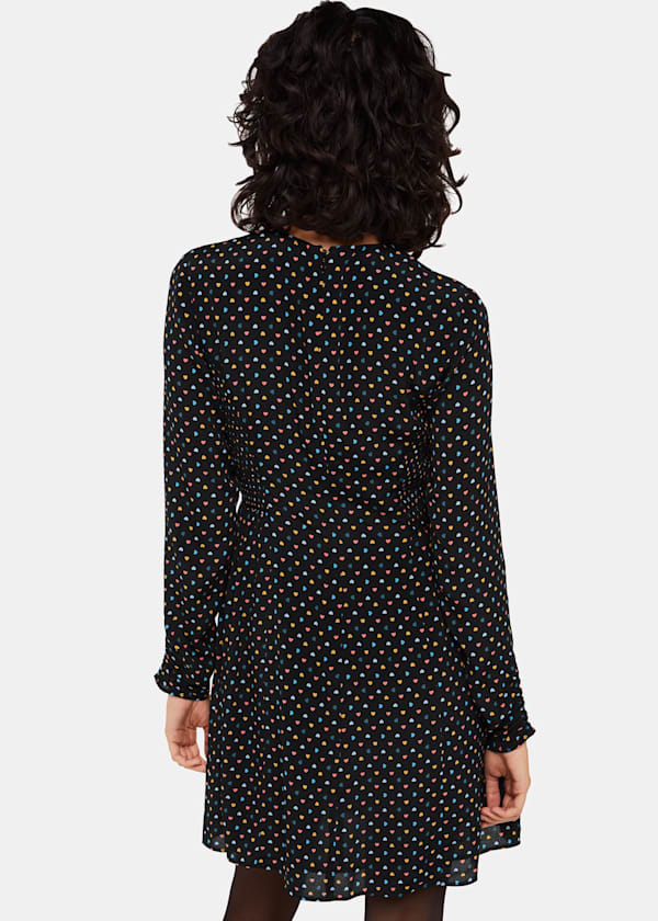 Black Scattered Hearts Flippy Dress
