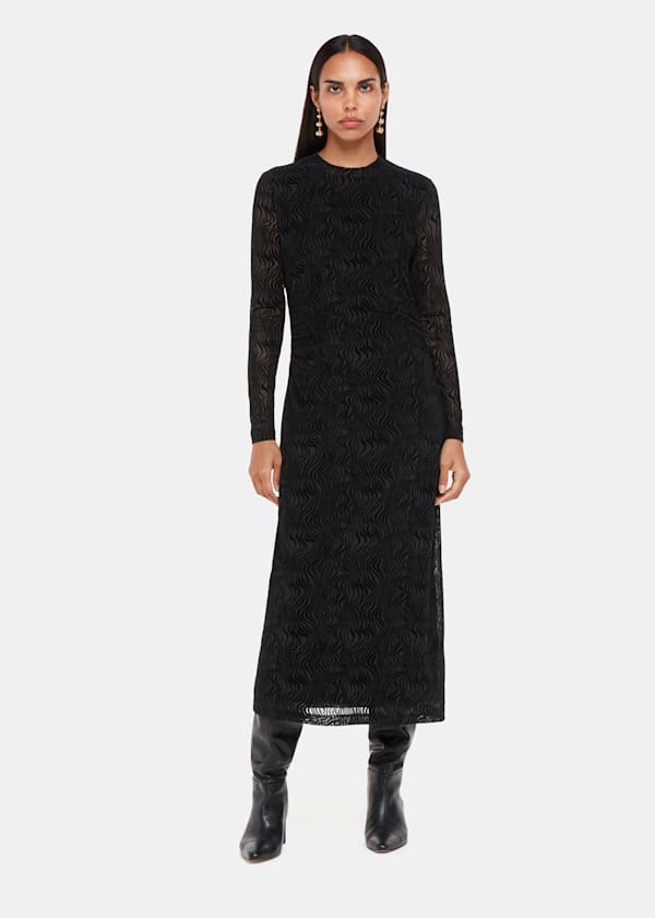Black Squiggle Mesh Dress