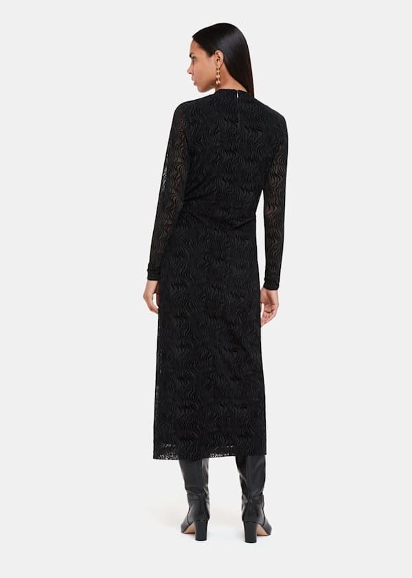Black Squiggle Mesh Dress