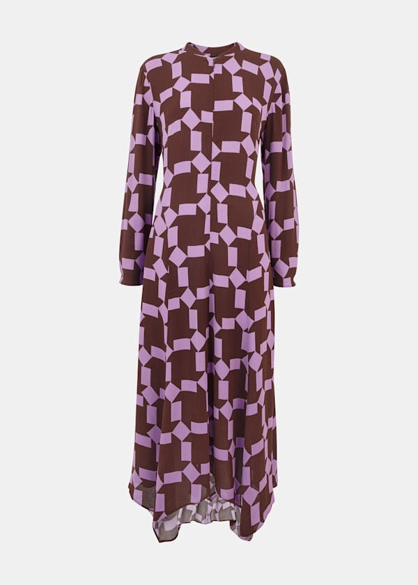 Purple Spun Check Midi Dress