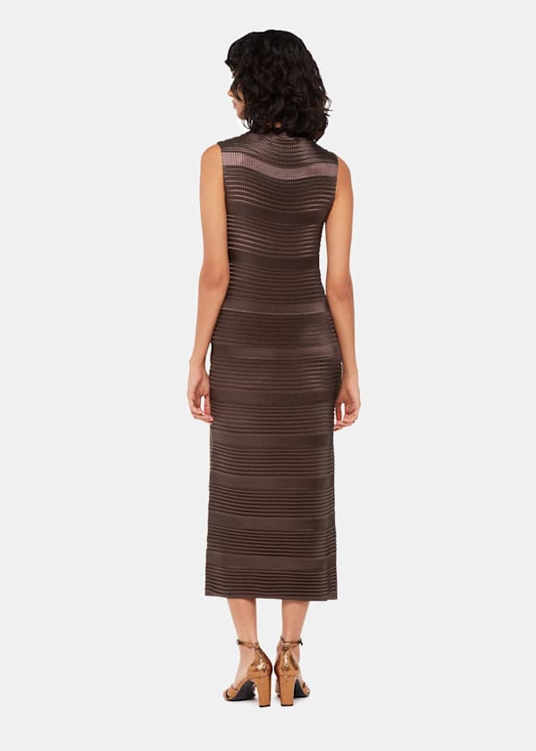 Brown Sleeveless Ruched Column Dress