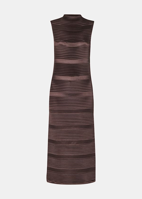 Brown Sleeveless Ruched Column Dress
