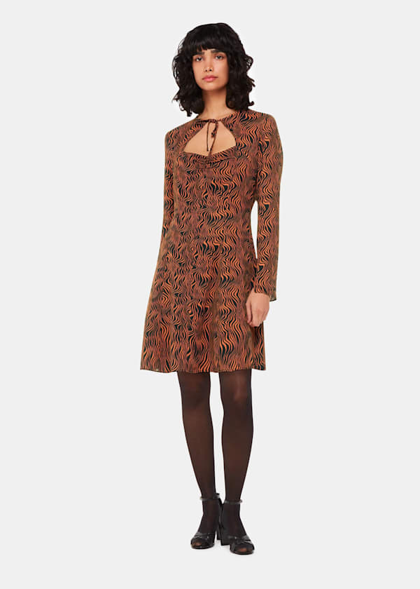 Black Optical Wiggle Mini Dress
