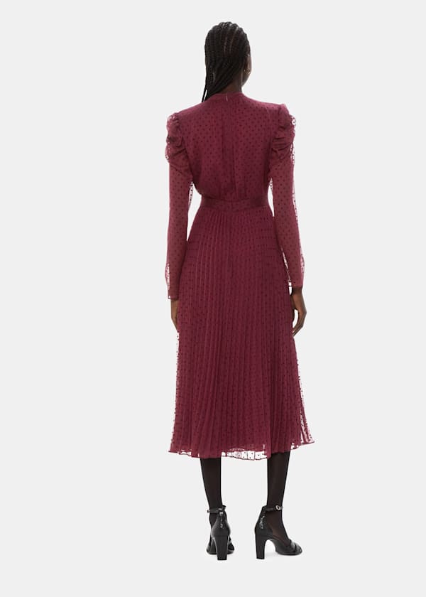 Burgundy Dobby Velvet Celia Dress