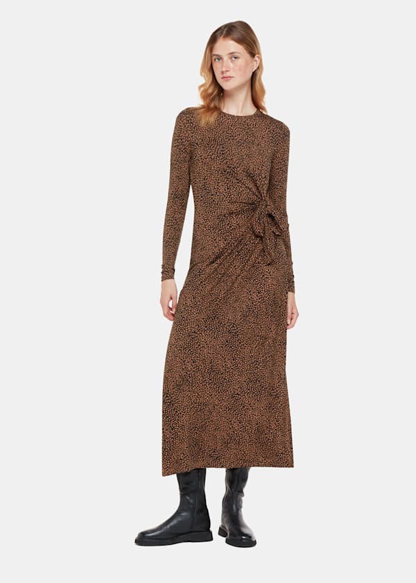 Black Coffee Bean Tie Jersey Dress