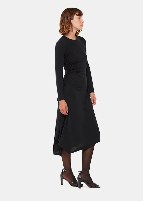 Asymmetric Jersey Midi Dress