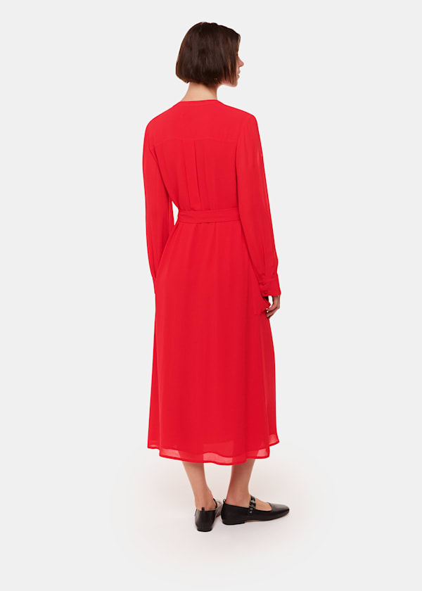 Red Nia Pocket Detail Shirt Dress