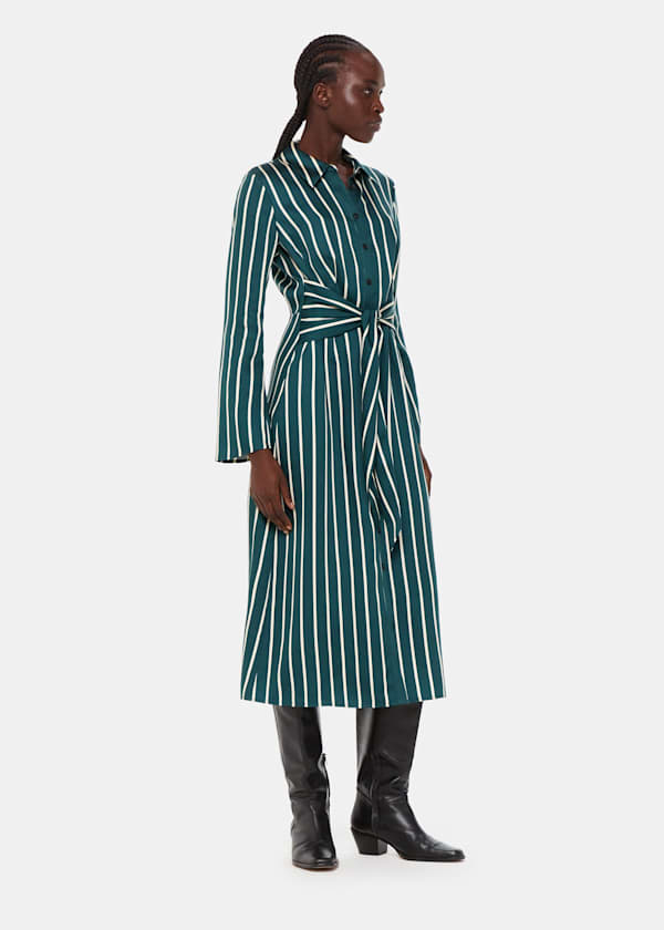 Green Alex Stripe Shirt Dress