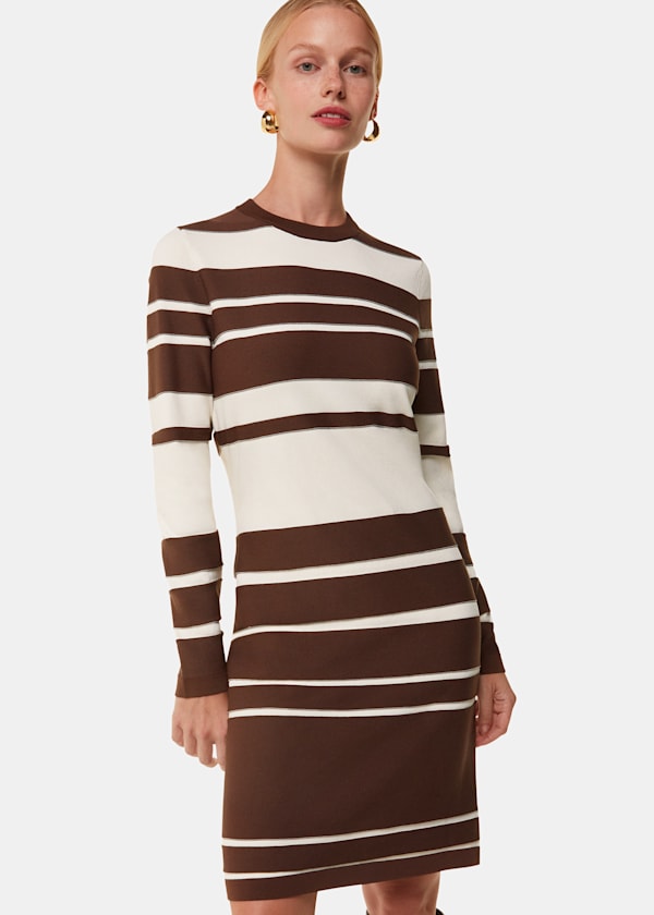 Brown Variegated Stripe Sweater Dress