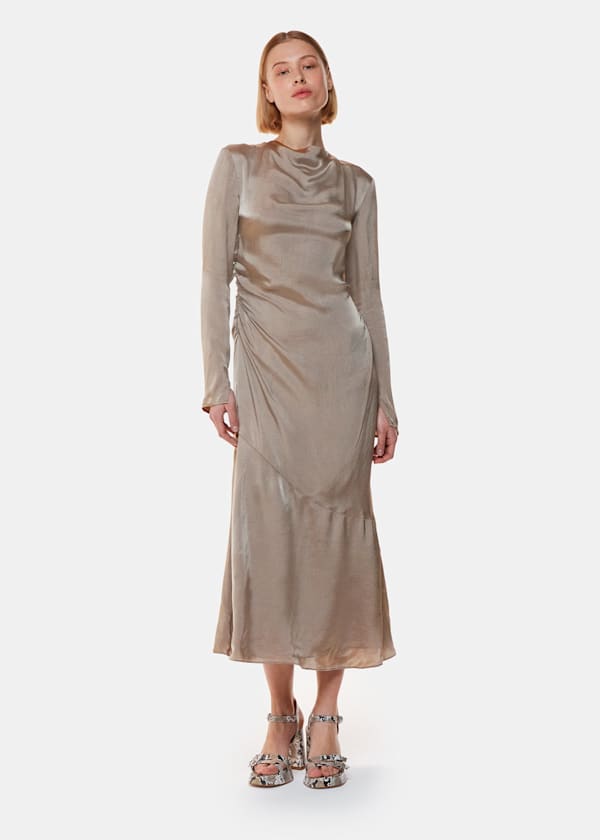 Pewter Luna Cowl Neck Midi Dress
