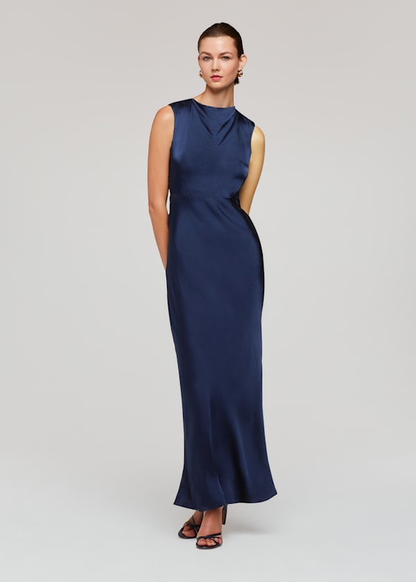 Cowl Neck Satin Maxi Dress