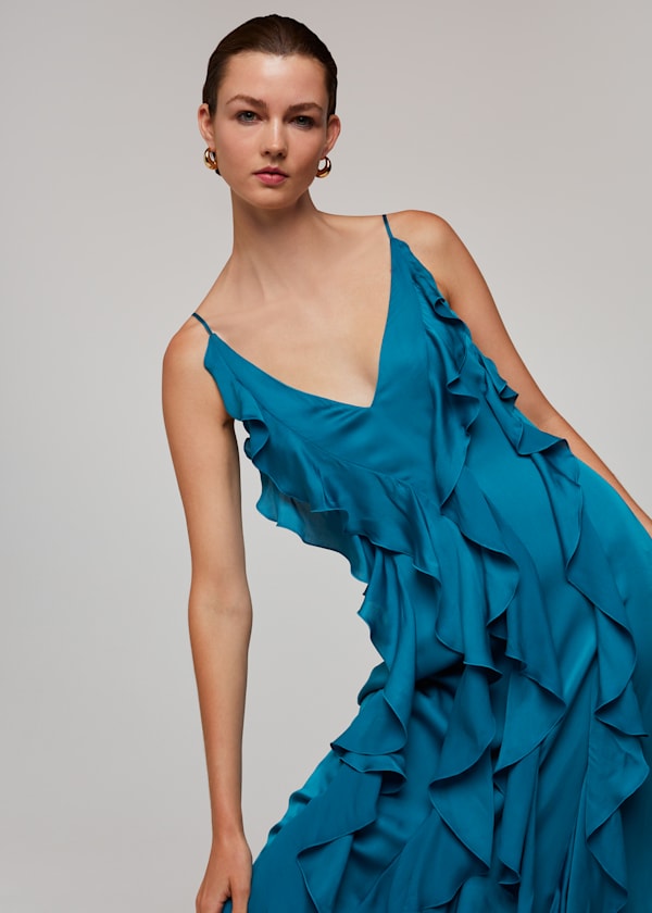 Blue Ruffle Maxi Dress