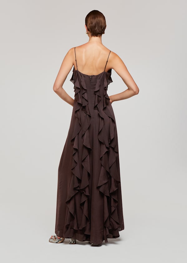 Chocolate Ruffle Maxi Dress