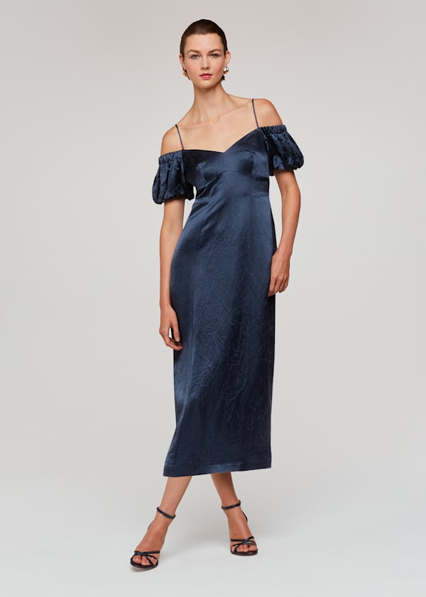 Navy Faye Bardot Dress