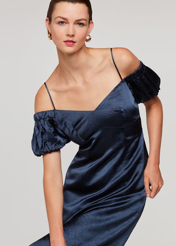 Navy Faye Bardot Dress
