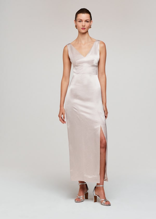 Champagne Charlotte Satin Maxi Dress