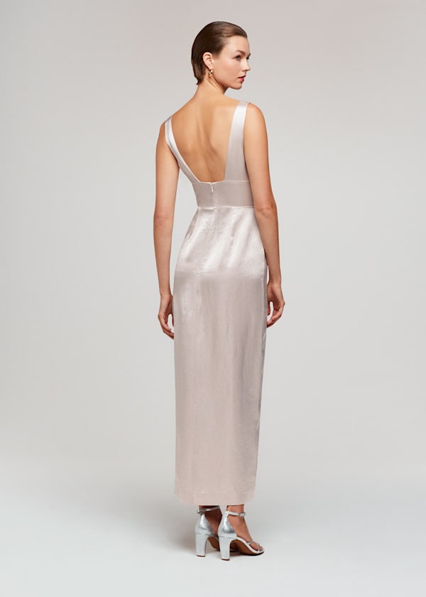 Champagne Charlotte Satin Maxi Dress