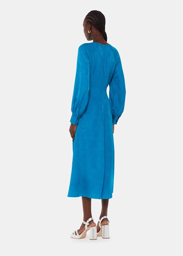 Blue Serpent Jacquard Midi Dress