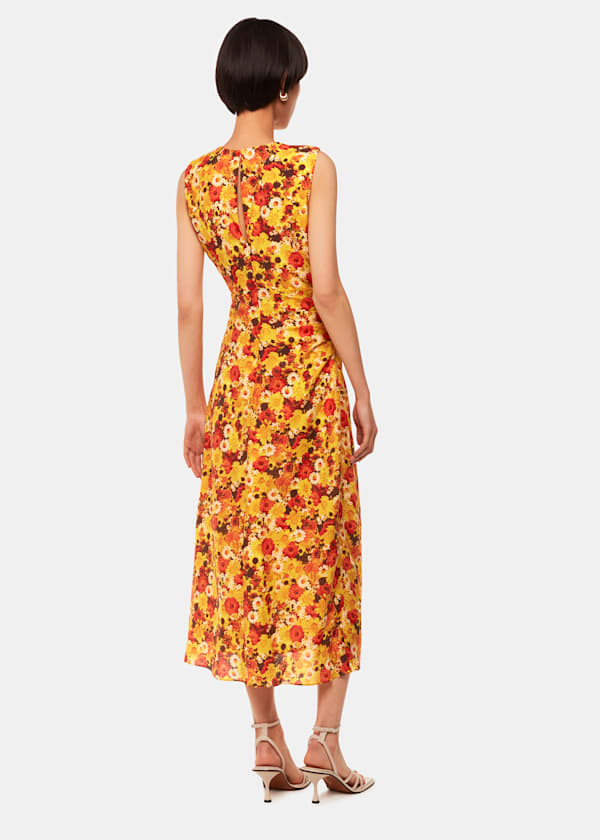 Orange Photographic Daisy Midi Dress