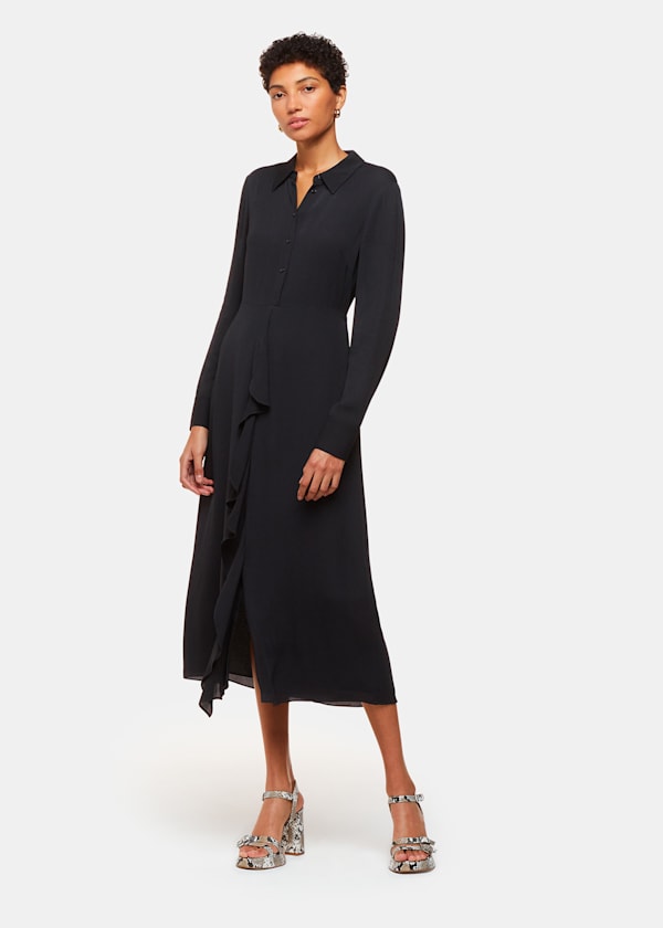 Black Lea Ruffle Front Dress