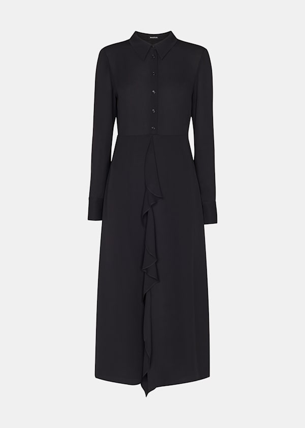 Black Lea Ruffle Front Dress