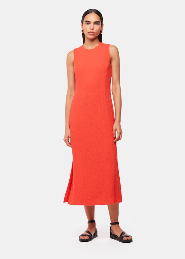 Coral Erin Texture Midi Dress