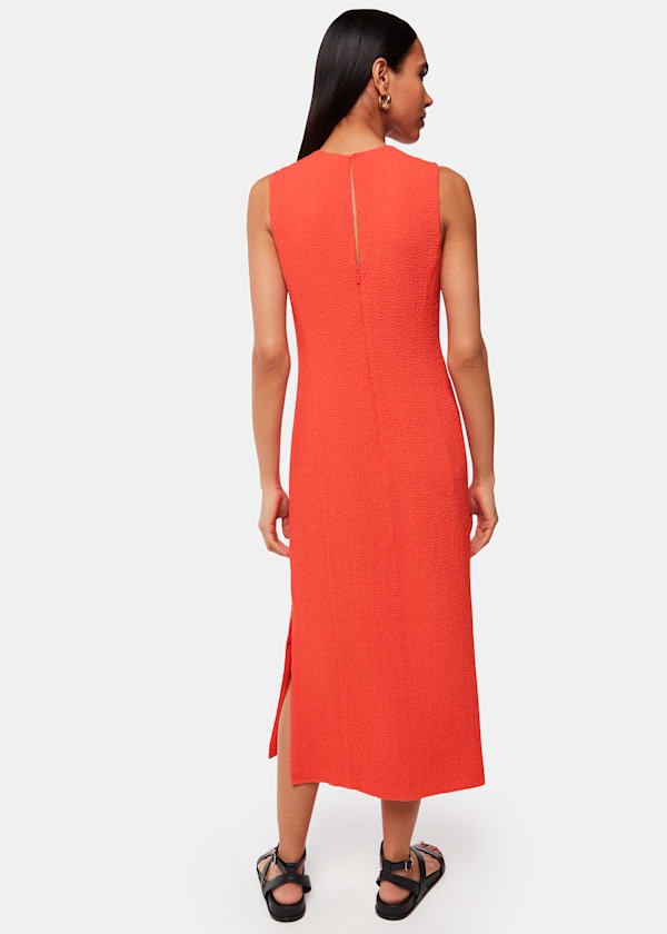 Coral Erin Texture Midi Dress