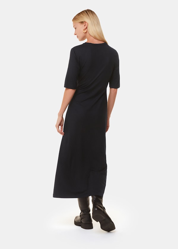 Black Twist Front Jersey Dress