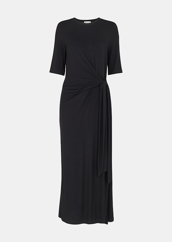 Black Twist Front Jersey Dress