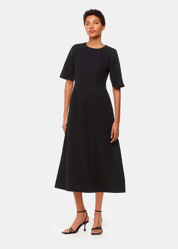 Black Veda Linen Blend Dress