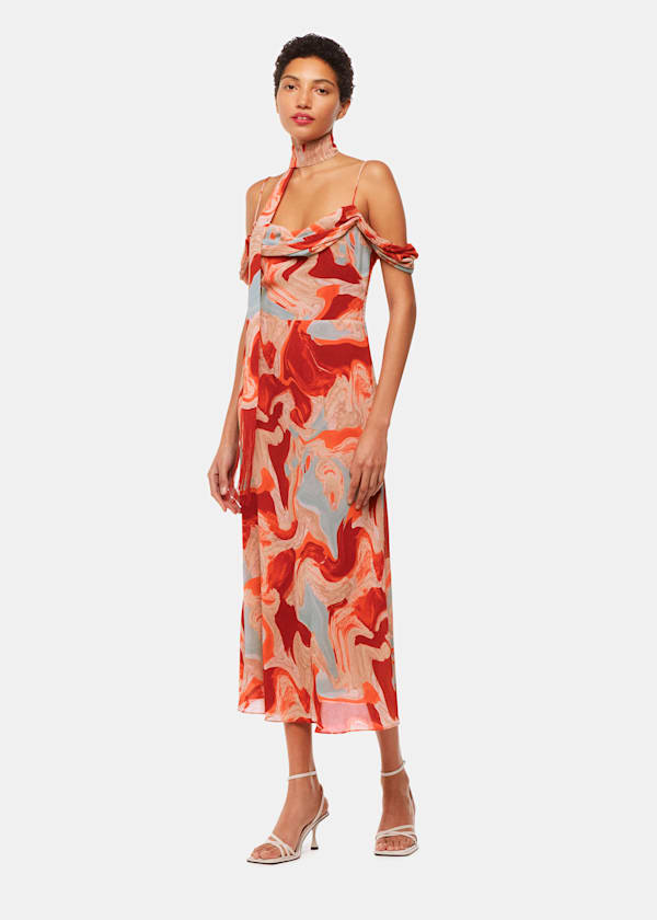 Red Marble Print Dress