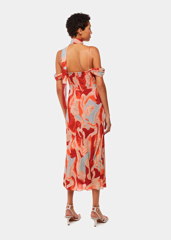 Red Marble Print Dress