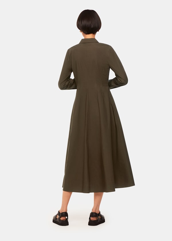 Khaki Jean Poplin Shirt Dress