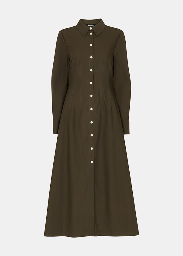 Khaki Jean Poplin Shirt Dress