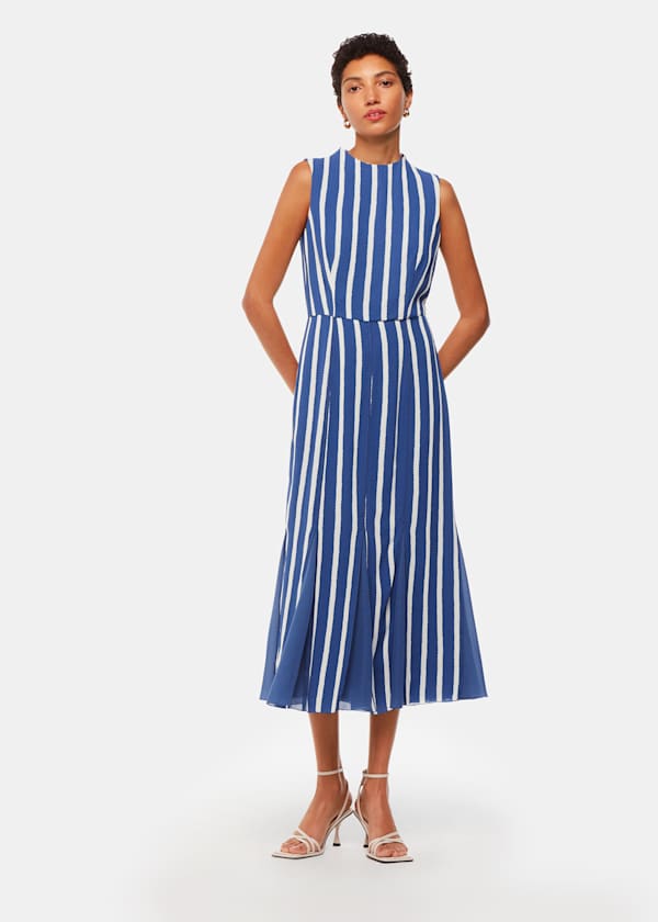 Petite Eliza Stripe Print Midi Dress