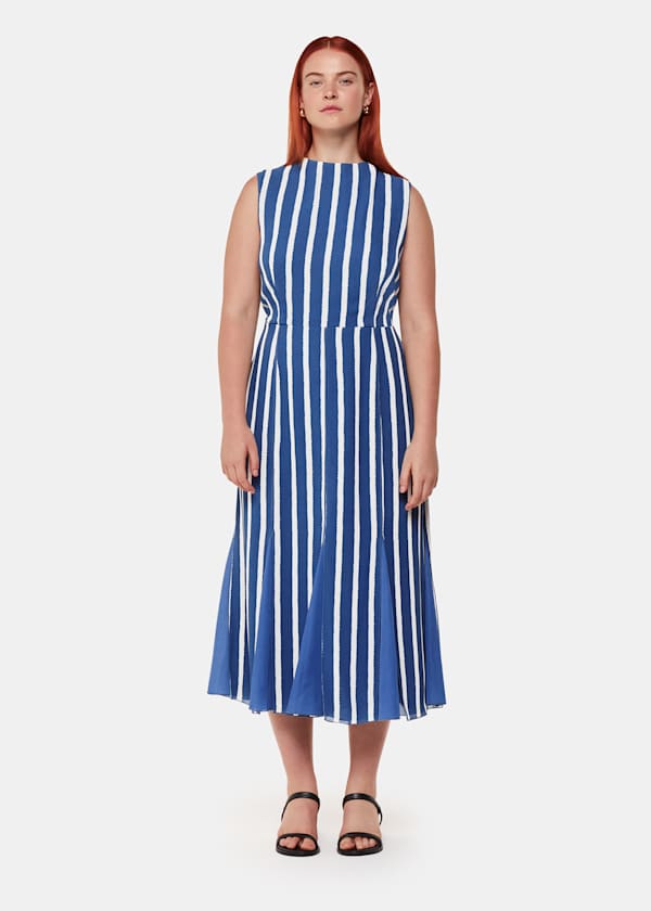 Petite Eliza Stripe Print Midi Dress